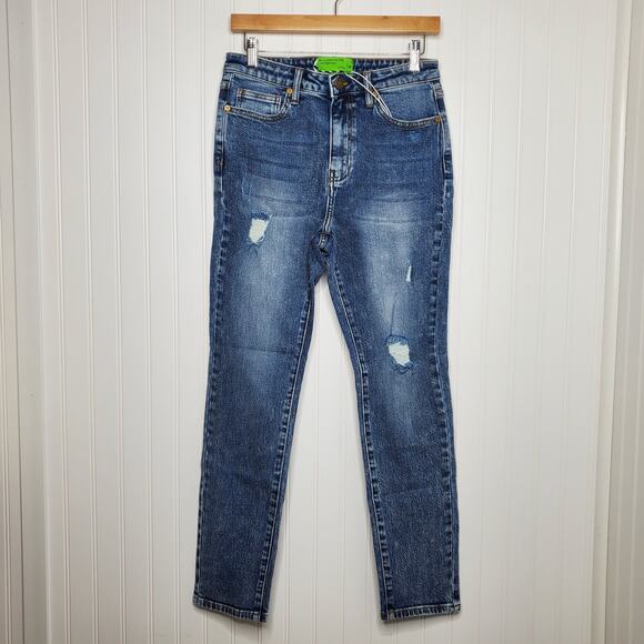 Free People x Sandrine Rose Women's Snow Ripped Jeans Size 29 NWT High Rise Blue - Picture 9 of 9